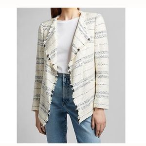 Express white tweed long line blazer